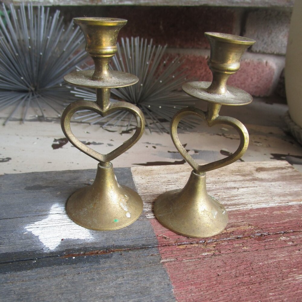 Gold Heart-Shaped Candle Holders